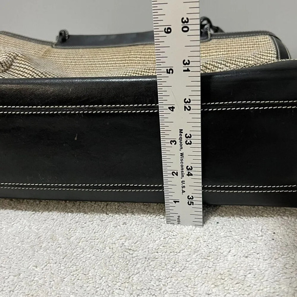 Tusk Womens Beige Black Shoulder Tote Bag Natural Woven Double Handle Large - Picture 13 of 14